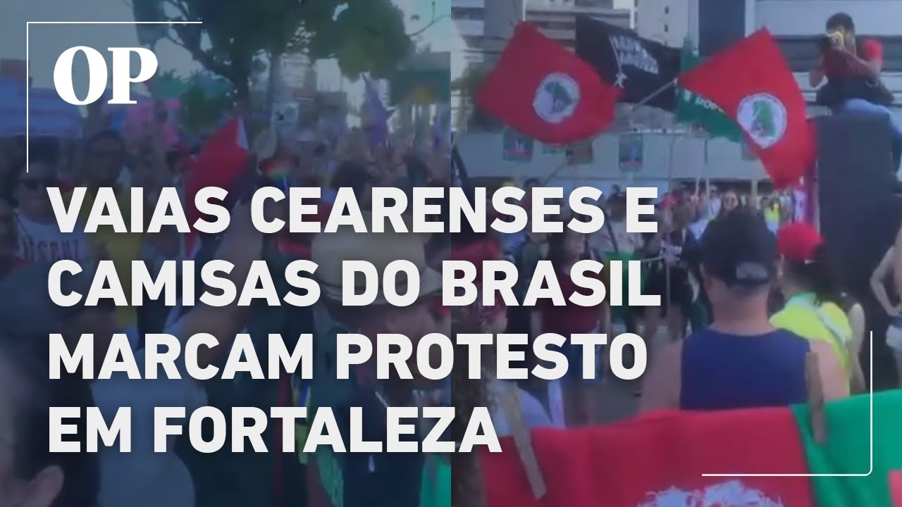 Com vaia cearense e camisas do Brasil, manifestantes em Fortaleza protestam contra anistia