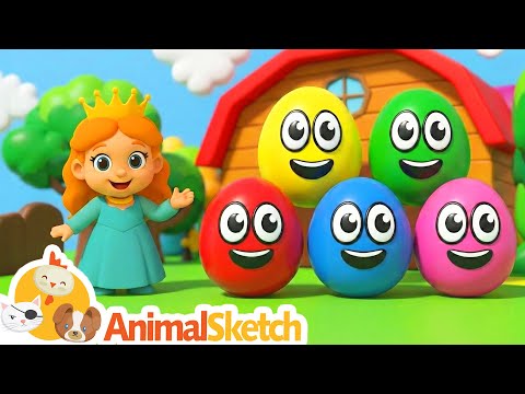 Learning Colors With EGGS & DUCKS On The Farm | Animal Sketch Nursery Rhymes