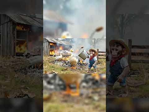 EMERGENCY RESCUE! 🔥 Monkey Drives Firefighting Tractor! #shorst