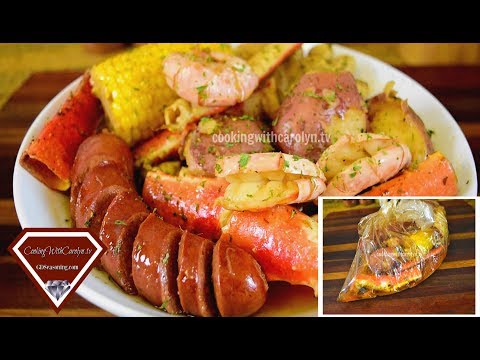 BAKED SMOKY CRAB LEGS & SHRIMP W/ POTATOES, SAUSAGE & CORN |Cooking With Carolyn