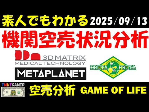 【空売分析】スリー・ディー・マトリックス！フルッタフルッタ！メタプラネット！【20250913】