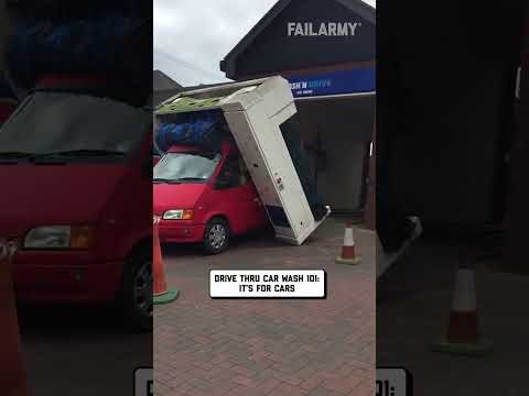 Delivery Van Destroys A Car Wash