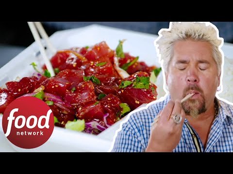 "You'll Never Find It That Fresh" Guy Tries Rich & Tender Poke Bowl! | Diners Drive-Ins & Dives