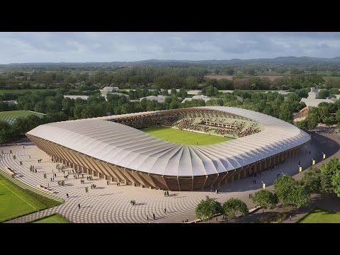 Zaha Hadid Architects reveals green technology hub to accompany wooden football stadium