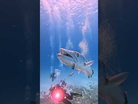 HUGE BARACUDA #seacreatures #reeflife #marinelife #gopro #scubadiving