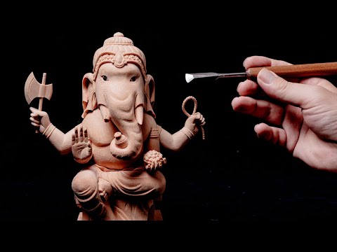 Process of Woodcarving Ganesha! Made with traditional Japanese wood carving techniques!