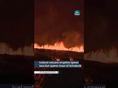 Iceland volcano eruption spews lava but spares town of Grindavik | ITV News