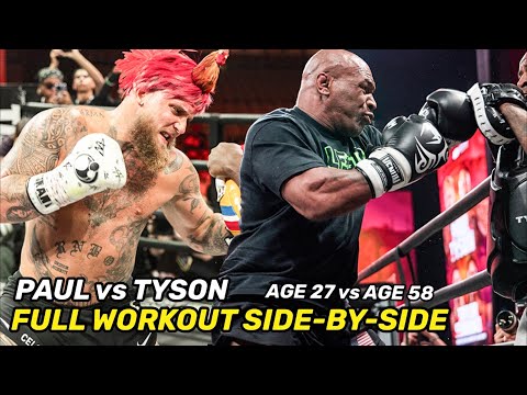 Jake Paul vs Mike Tyson FINAL WORKOUT SIDE-BY-SIDE COMPARISON • Age 27 vs Age 58