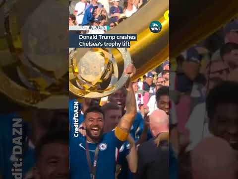 US President Donald Trump stayed for Chelsea FC's trophy lift after presenting it to them | ITV News