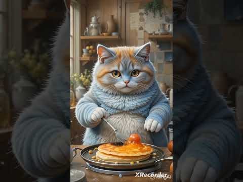 fatty cat making pudding get burnt | #shorts