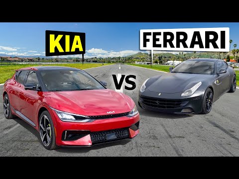Kia EV6 GT vs. Ferrari FF: Drag Race Showdown