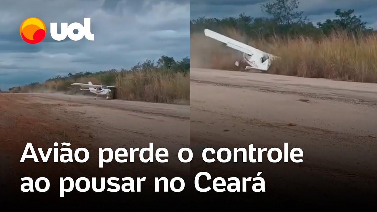 Avião com três pessoas perde o controle e sai da pista ao pousar no Ceará veja vídeo