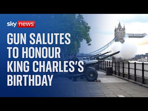 Gun salute held in honour of the King's 76th birthday at the Tower of London