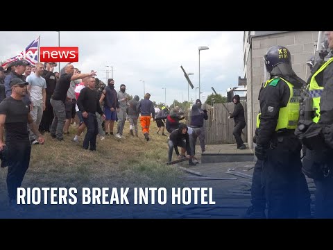 Rioters break into Rotherham hotel as violence leaves 10 police officers injured