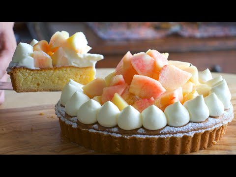どっさり旬の桃とクリームチーズのタルトの作り方✴︎How  to make Seasonal fruit and Cream cheese tart✴︎ベルギーより