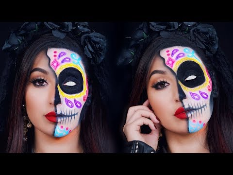 HALF NEON SUGAR SKULL | BEAUTYYBIRD - UCBc5MfHtsqVcT5E9A44LOvw