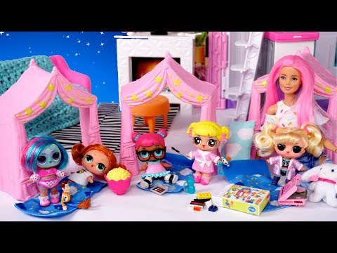 Barbie Doll LOL Family   Baby Goldie  First Slumber Party in the New Barbie House! - UCXodGGoCUuMgLFoTf42OgIw