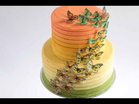 Caramel Ombre Cake with Edible Wafer Paper Butterflies Tutorial- Rosie's Dessert Spot
