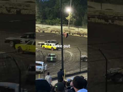 Car gets taken out. #automobile #racecar #crashdrive #carcrash #dirtcar - dirt track racing video image