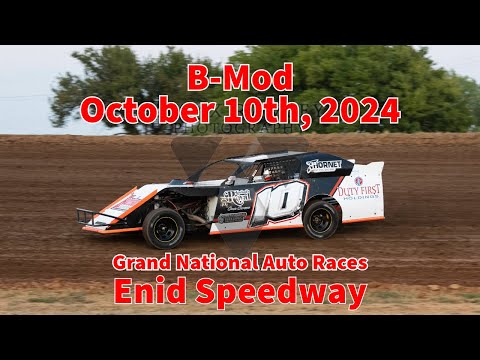 Enid Speedway Grand National Auto Races B-Mod 10/10/24 #10 Alex Wiens GoPro - dirt track racing video image