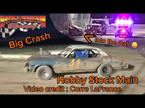 HOBBY STOCK GOES THROUGH THE FENCE! battle mountain raceway July 7, 2023 - dirt track racing video image
