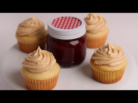 Peanut Butter & Jelly Cupcakes Recipe - Laura Vitale - Laura in the Kitchen Episode 403 - UCNbngWUqL2eqRw12yAwcICg