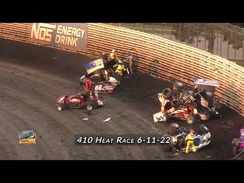 Knoxville Raceway 410 Heat 2 Crash / June 11, 2022 - dirt track racing video image