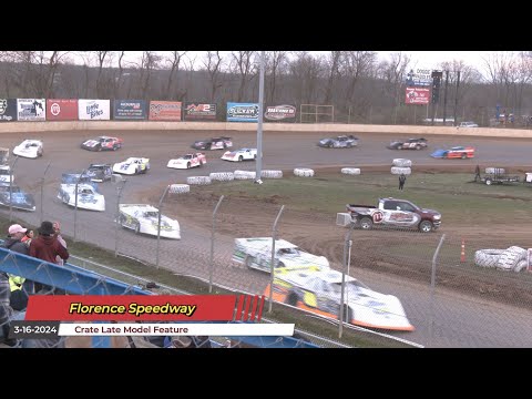 Florence Speedway - Crate Late Model Feature - 3/16/2024 - dirt track racing video image