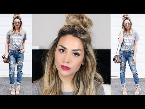 HALF UP TOP KNOT TUTORIAL + CUTE SPRING OUTFIT IDEA - UCXPOAAerLDAqb5pbuVbTbsA