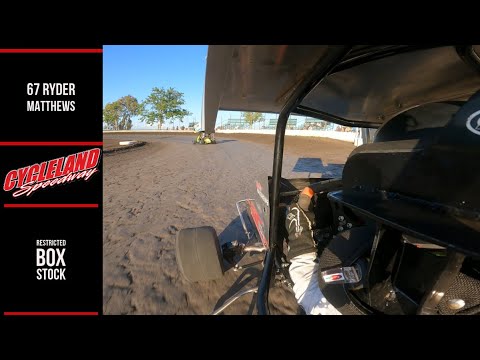 Cycleland Speedway Onboard: 67 Ryder Matthews  Restricted Box Stock Outlaw Kart - dirt track racing video image