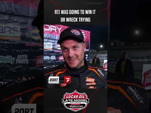 😅 &quot;If I wreck, I wreck.&quot; RTJ wasn't slowing down Saturday night at Eagle! #LucasDirt - dirt track racing video image