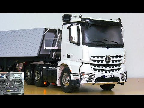 UNBOXING RC TRUCK MB MERCEDES-BENZ AROCS 3363 WITH CARSON TRAILER!! *FIRST TEST