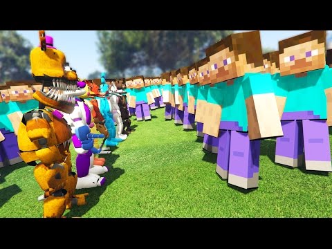 ANIMATRONICS vs HUGE MINECRAFT ARMY! (GTA 5 Mods FNAF Funny Moments) - UCdZoVLv1XHLLLJTSNcifuDQ