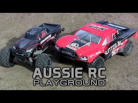 DHK Hunter BL SCT vs Stampede 4x4 VXL on 2S - Fun at the BMX Track - UCOfR0NE5V7IHhMABstt11kA