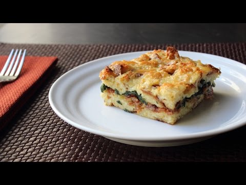 Bacon Cheddar & Spinach Strata - Bacon Cheddar & Spinach Breakfast Casserole - UCRIZtPl9nb9RiXc9btSTQNw