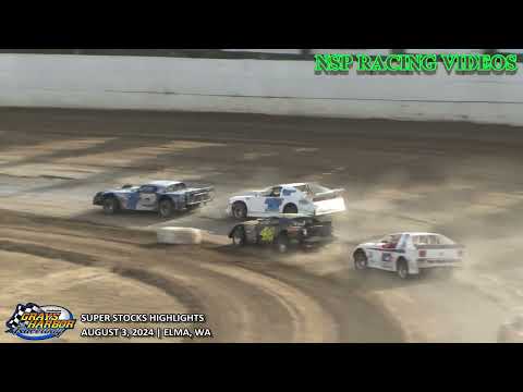 August 3, 2024 Super Stocks Highlights Grays Harbor Raceway - dirt track racing video image