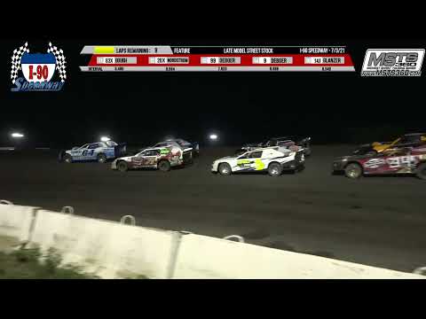Late Model Street Stock Feature | I-90 Speedway | 7-3-2021 - dirt track racing video image