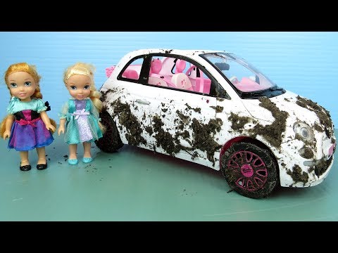 Muddy Car ! Elsa and Anna toddlers wash Barbie's cars - UCQ00zWTLrgRQJUb8MHQg21A