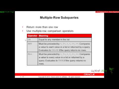 Oracle developer g11- 13- Subqueries to Solve queries