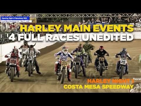 4 FULL Harley MAIN Races! Unedited! NonNarrated! Costa Mesa Speedway! #harleydavidson #racing #fypシ - dirt track racing video image