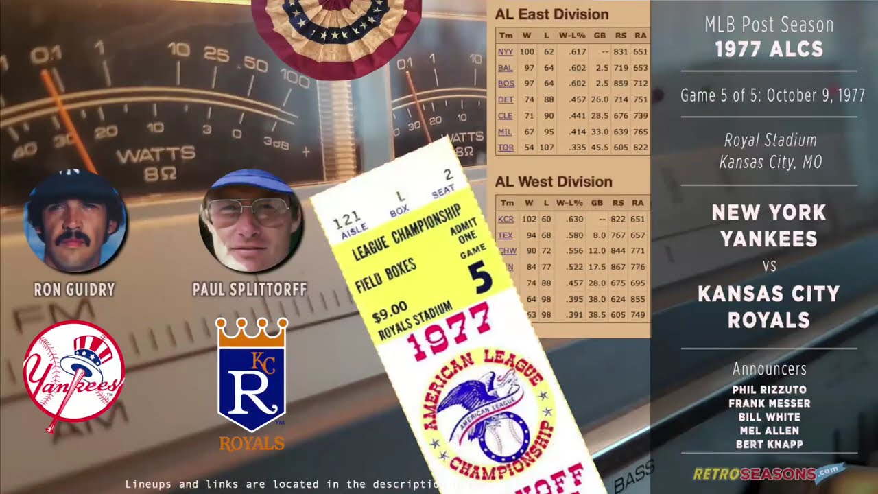 1977 ALCS G5 • New York Yankees vs Kansas City Royals - Radio Broadcast video clip