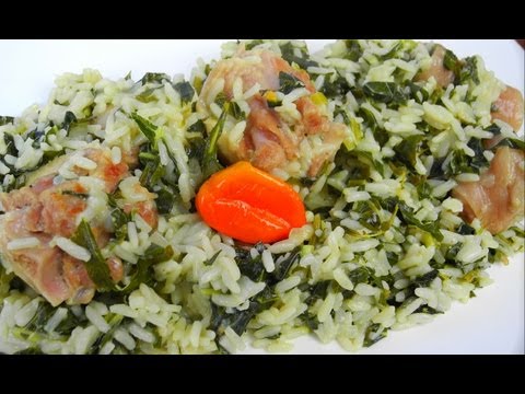 Spinach Rice Simmered In Coconut Milk And Salted Pigtail. - UCJPL-KaRXesxML5G4xrfUAg