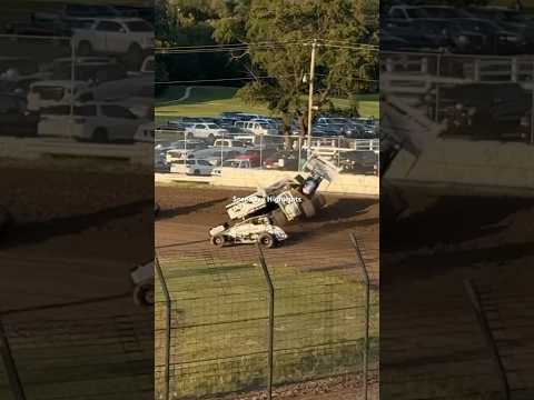 Went in too hot and turned the corner into a demolition derby #racecar  #sprint #speedwayhighlights - dirt track racing video image