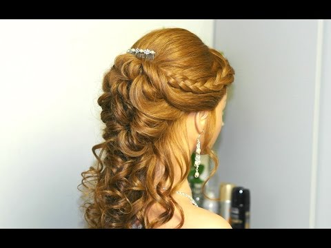 Curly prom hairstyle for long hair with french braids. Tutorial - UCBDR4TSiuXpWFNSA4cxPp6g