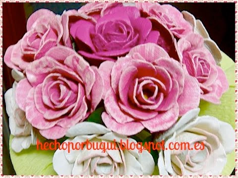 Como hacer Rosas con cartones de huevos