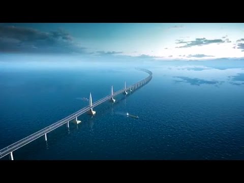 Aerial view: Main span of world's longest sea bridge closed - UCHBDXQDmqnaqIEPdEapEFVQ