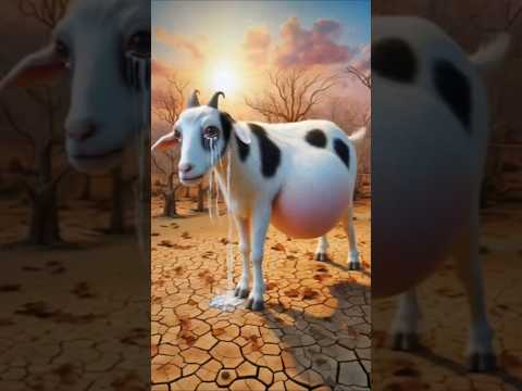 The brave cat stood beside the helpless goat #shorts #short