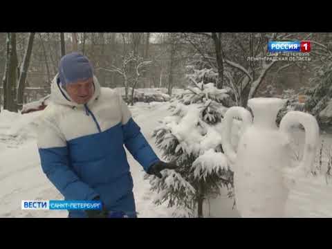Петербуржец создает скульптуры достопримечательностей города из снега