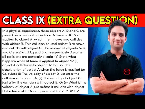 In a physics experiment, three objects A, B and C are placed on a frictionless surface. A force of