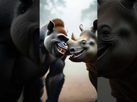 #wildlife #shorts #shortsfeed Gorilla and a charging Rhinoceros laughing 🤣